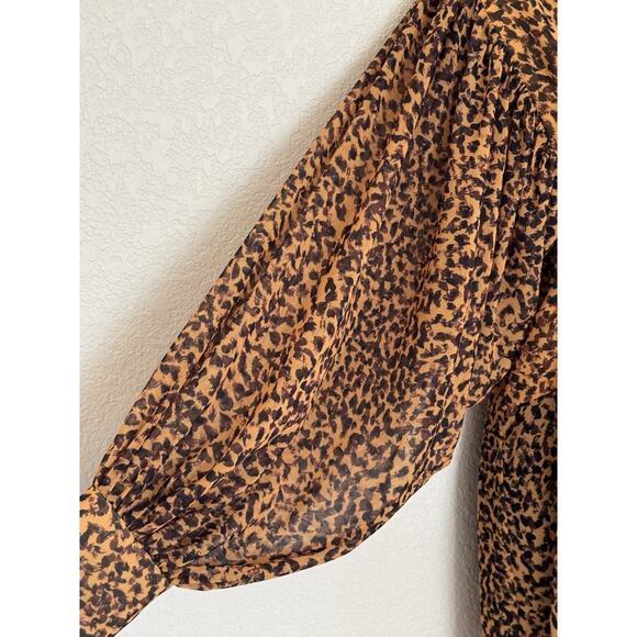 C/MEO Collective Leapark Dress Chiffon Long Sleeve Animal Print Flowy Feminine - Picture 10 of 15